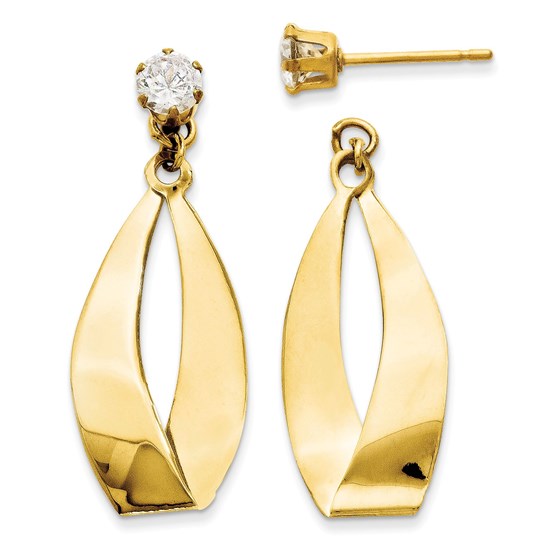 14k Polished Oval Dangle with Zirconia Stud Earring Jackets 14k Polished Oval Dangle with Zirconia Stud Earring Jackets